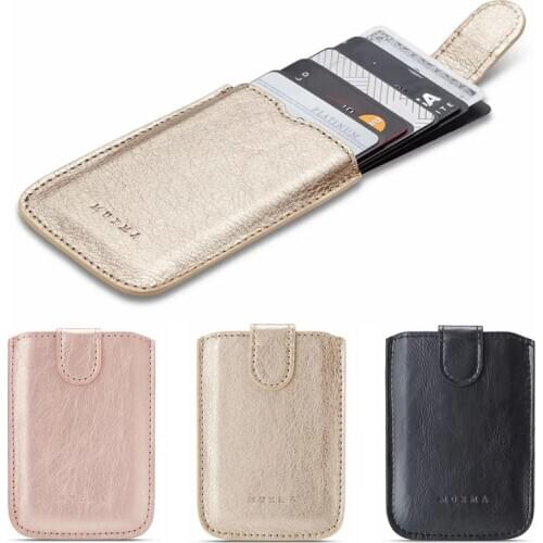 Luxury PU Leather Wallet Phone Pouch Bag Credit Card Holder Pocket Sticker For Cell Phone Women Men Rose Gold / Gold / Black