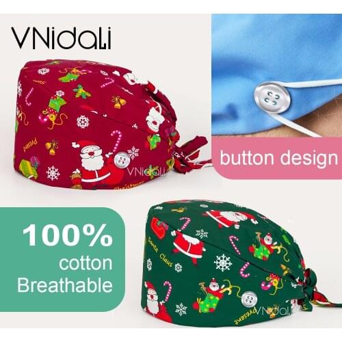 Christmas series medic cap man Spa Frosted hat Personalized printing Scrubs Hats adjustable Scrub hat beauty salon scrubs cap