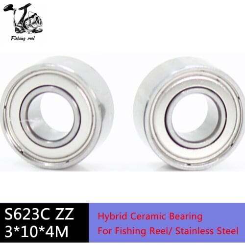 2Pcs S623ZZ CB Air Bearing 3*10*4 mm ABEC-7 Stainless Steel Hybrid Ceramic Bearings DRY Ocean Fishing Reels 623zz