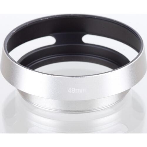 Silver 49mm Camera Lens Hood Metal Vented Screw-in Lente Protect For Canon Nikon Sony Leica Olympus Pentax