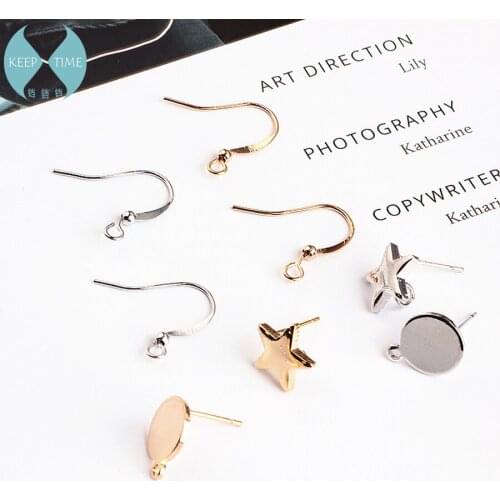 Ritoule DIY ear jewelry accessories plated real gold earrings wafer five - pointed star stud material pendant
