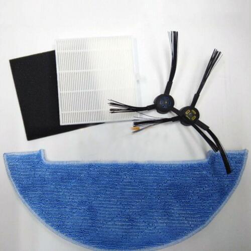 1*Rag+2*HEPA filters+2*Side brushes Replacement for ILIFE X750 V8S V80 Robotic Vacuum Cleaner Filter Parts Accessories