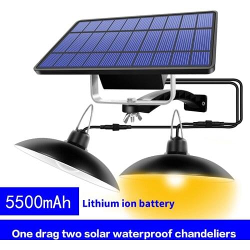LED Solar Lamp Waterproof Double Head Solar Pendant Light Outdoor Indoor Solar Lights With Cable Suitable For Camping Garden