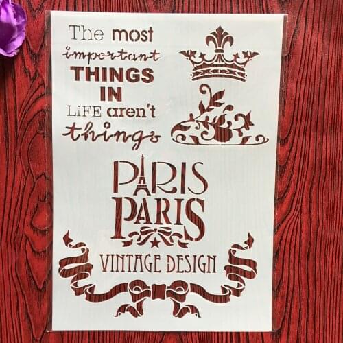 A4 29 * 21cm Paris Crown DIY Stencils Wall Painting Scrapbook Coloring Embossing Album Decorative Paper Card Template