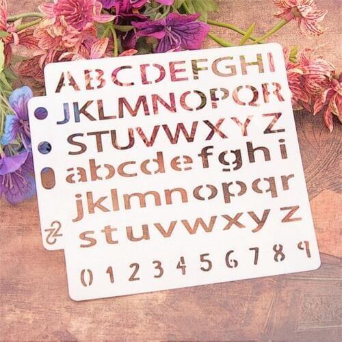 14.1*13 capital letter scrapbook stencils spray plastic mold shield DIY cake hollow Embellishment printing lace ruler Easter