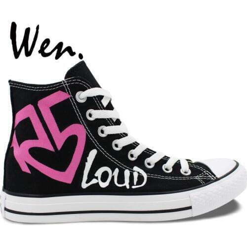 Wen Custom R5 LOUD Hand Painted Canvas Athletic Shoes Design High Top Women Mens Non Slip Shoes Outdoors Sneakers for Gifts