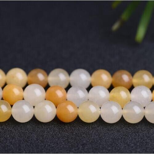 High Quality Natural Yellow White Color Jades Stone 4/6/8/10mm Smooth Round Necklace Bracelet Jewelry Loose Beads 38cm wk129