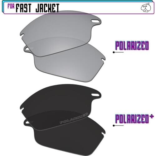 EZReplace Polarized Replacement Lenses for - Oakley Fast Jacket Sunglasses - BlackP Plus-Silver P