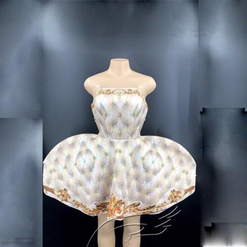 Women Cake Shape Sleeveless Short Dress Stage Dance Costume Birthday Celebrate Prom Wear Women Dance Party Dresses Outfit XS1096