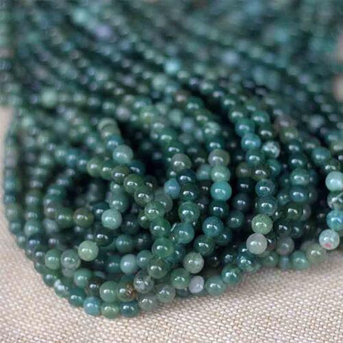 1 Strand Natural Vintage Stone Beads 4mm 6mm 8mm Round Moss Agates Loose Charm Women DIY Bracelet Jewelry Making Accessories
