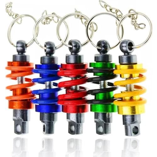 1pc Motorcycle Car Newly Fashion Creative Shock Absorber Eliminator Car Part Key Chain Zinc Alloy 5 Color Fashional Key Rings