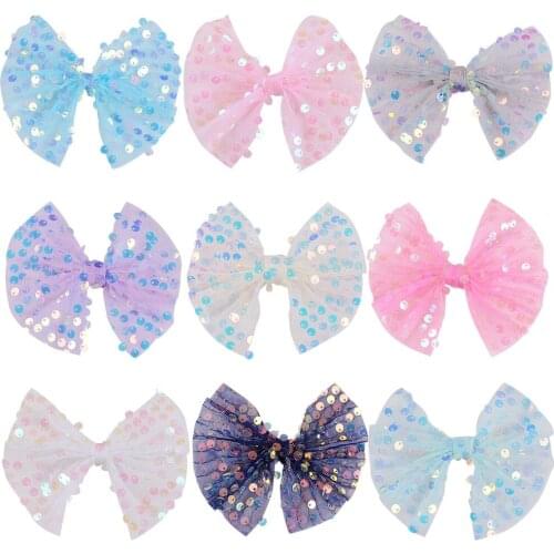 10pcs/lot DIY Handmade ribbon bow knot Headdress girls hair accessories materials colorful laser Colorful sequins accessories