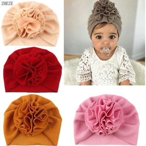 10Pcs 2021 New Trendy 4 Inches Flower Baby Head Wrap Elastic Girls Hairwear Turban Fashion DIY Waffles Headband Hair Accessories