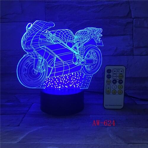 Motor 3D Led Light Novelty 3D Table Lamp 3D Motocross Bike shape Night Lights LED USB 7 Colors Changing lighting AW-624