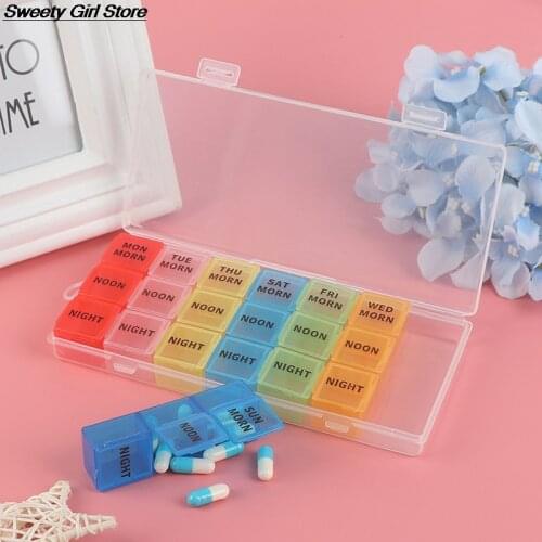 7/14/21 Grids 7 Days Weekly Pill Case Medicine Tablet Dispenser Organizer Pill Box Splitters Pill Storage Container