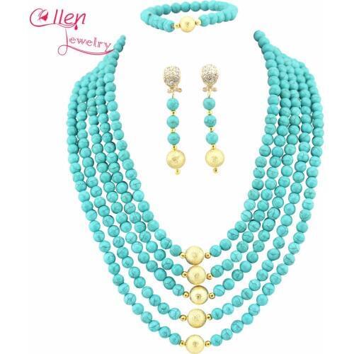 African Jewelry Set Nigerian African Wedding Beads Jewelry Set Beads Necklace Set W6739