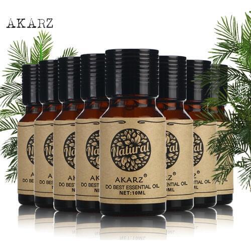 AKARZ Famous brand value meals Sandalwood Green tea Citrus Lily Osmanthus pine needle Marjoram Fennel essential Oils 10ml*8