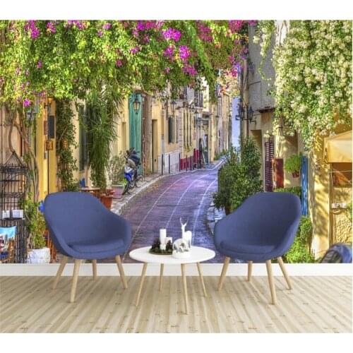 Beibehang Custom wallpaper 3D photo murals street view romantic pastoral street view mural TV background wall papers home decor