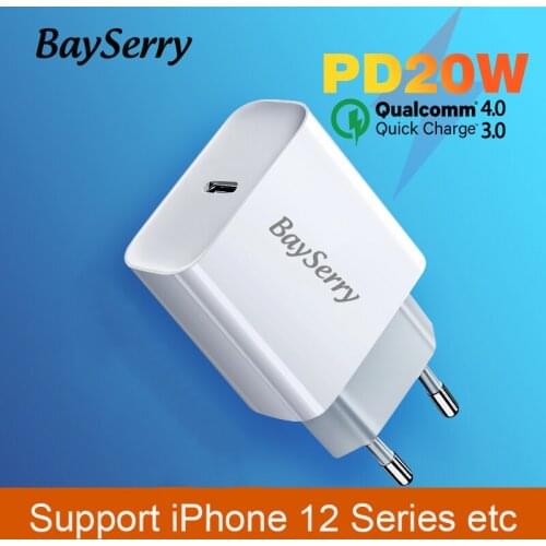 BaySerry 20W PD USB Type C Quick Charger For iPhone 12 11 Pro Max Mini QC 4.0 3.0 USB-C Fast Charging For Samsung Xiaomi Huawei