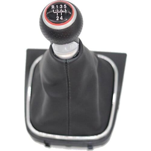 Chrome & Leather Car Shift Gear Knob Lever Gaitor Boot Cover For VW Scirocco 2009 2010 2011 2012 2013 2014