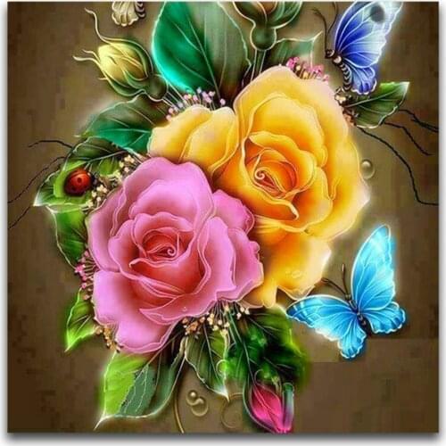 Colored Flowers DIY Embroidery Cross Stitch 11CT Kits Needlework Craft Set Printed Canvas Cotton Thread Home Wholesale