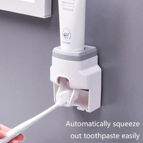 Toothbrush Holder Dustproof Wall Mounted Convenient Toothpaste Squeezer Toothpaste Dispenser For Bathroom STTA889