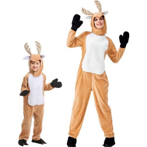 Kids Adult Christmas Costumes Cosplay Christmas Reindeer Moose Onesie Kids Animal Elk Ball Party Fancy Dress
