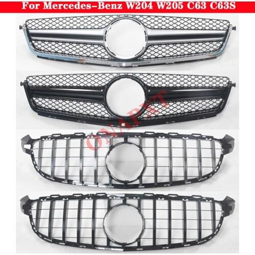 For Mercedes-Benz C-class W205 W204 C63 C63S Car styling Middle grille ABS plastic AMG GT Diamond front bumper grill Grille