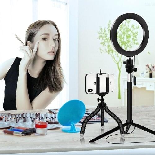 Photo Studio Selfie LED Ring Light with Cell Phone Mobile Holder for Youtube Live Stream Makeup Ring Lamp Phone Holder Set
