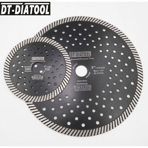 DT-DIATOOL 2pieces Wet Dry Diamond Narrow Turbo Multi Hole Saw Blade Diameter 125/230mm Cutting Disc for Granite Marble Concrete