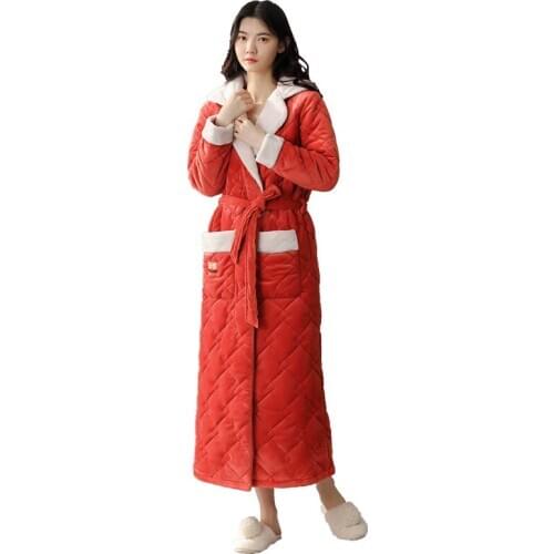 Sexy Robe Women Kimono Robes Winter Thick Warm Womens Clip Cotton Robe Casual Soft Big Size Female Bathrobe