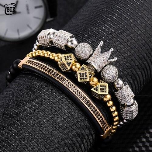 Hip Hop Health Luxury Jewelry Men Lose Weight Bracelet Magnetic Therapy Bracelets for Women Crown Roman Numerals Masculina