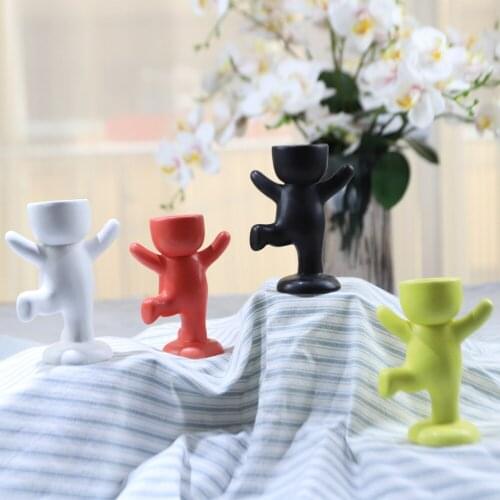 Imitation Humanoid Ceramic Flowerpot Creative Meditation Peas Potted Ceramic Crafts Succulent Home Furnishing Decoration Gift
