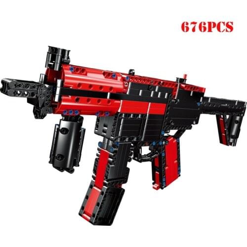 Military Hk Mp5 Submachine Gun Building Blocks Technical Machine Bullet Ejection Function Police Swat Bricks Children Toys Gifts