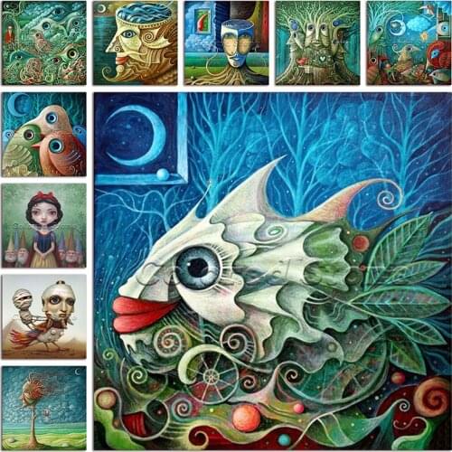 New 5D Full Square Diamond painting embroidery Cross stitch Cartoon Alien bird princess fish DIY Round Drill Drawing mosaic 005