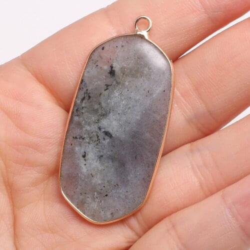 Natural Stone Pendant Rectangle Shape Pendant for Women Fashion Jewelry Accessories Making Necklace Size 23x43 mm