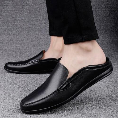 2021 New Breathable Non-Slip Black Soft-Soled Driving Shoes Genuine Leather Casual Comfortable Loafers Slip on Loafers Shoes