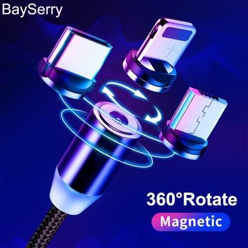 BaySerry Magnetic USB Cable Fast Charging USB Type C Cable Magnet Charger Micro USB Cable For iphone X Samsung S20 Xiaomi Huawei