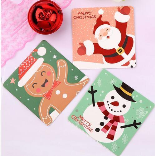 Mini Santa Claus Merry Christmas Tree Paper Greeting Postcards Wishes Craft DIY Kids Festival Greet Cards Gift Kawaii Stationery
