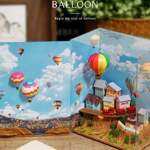 3D Mini Landscape Miniature House Water City Diary Hot Air Balloon Handmade DIY Toys For Children Girls Christmas Gift Art Home