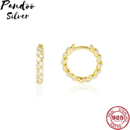 Pandoo Fashion Charm Sterling Silver Original 1:1 Copy,Yellow Silver Soleil Small Hoop Luxury Earrings Jewelry Gift For Female