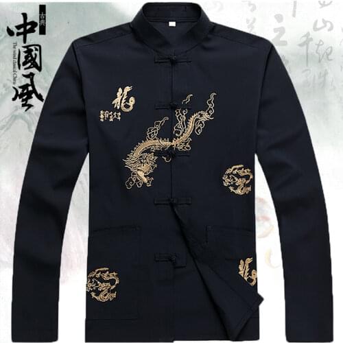 Chinese dragon mens clothes men cheongsam traditional chinese clothes men clothing for tang suit men tang tops white chi kung