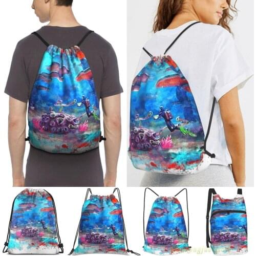Subnautica Men Purpose Drawstring Backpack Bags Women Outdoor Travel Backpacks Gym Training Swimming Fitness Bag