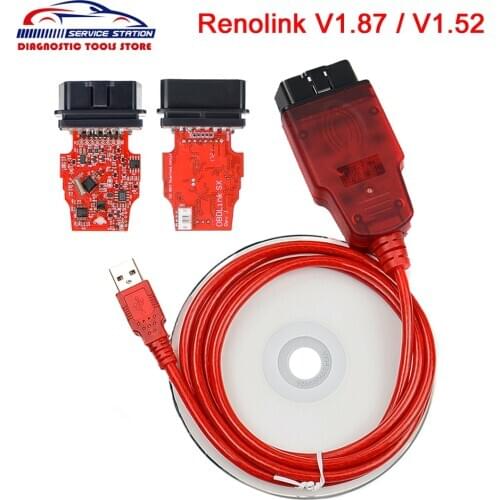 New Renolink V1.87 V1.52 OBD2 Diagnostic Interface For R-nault/D-acia Vehicles ECU Programmer Airbag/Key Coding Renolink