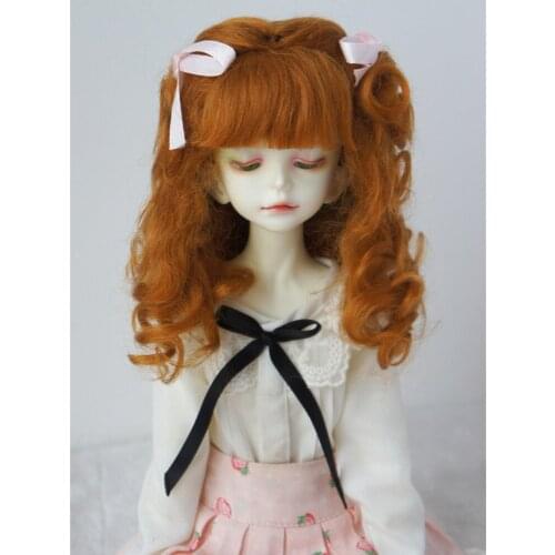 BJD Wig JD187 7-8inch 18-20cm Long Curly Princess Mohair Wig with Two ponytails 1/4 MSD Doll accessories