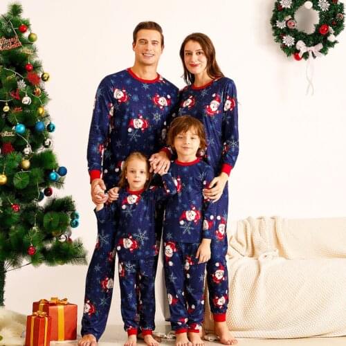 Parent-child Wear Christmas Round Neck Long Sleeve Round Neck Pajamas Two-piece Suit Casual Clothing Family Of Four Home Service