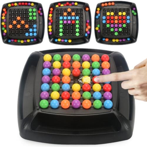 Rainbow Ball Matching Toy Colorful Fun Puzzle Chess Board Game with 80pcs Colored Beads Intelligent Brain Game Educational Toy