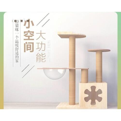 Cat Frame Solid Wood Cat Climbing Frame Space Capsule Small Cat Nest Cat Grabbing Pole Cat Toy Cat Scratch Board