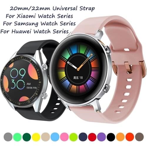22mm 20mm Silica Gel Replacement Watch Strap For Amazfit BiP Adjustable Watchband For Samsung Galaxy Active 2 Gear Huawei GT 2