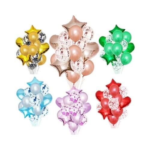 Rose Gold Silver Sequin Transparent Latex Balloon Set Wedding Birthday Party Supply Decorations Star Heart Aluminum Balloons